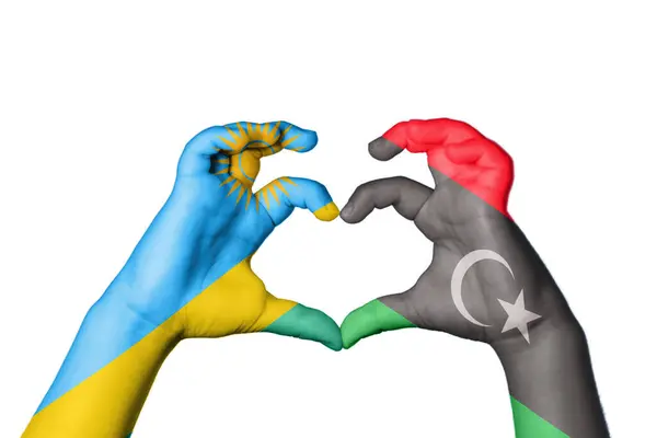 Ruanda Libya Kalbi Hareketi Kalp Yapma Kırpma Yolu — Stok fotoğraf