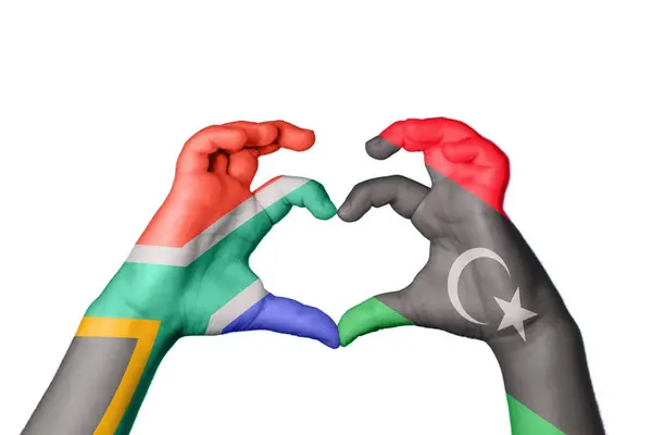 Південна Африка Лівія Серце Жест Рук Робить Серце Відсікаючий Контур — стокове фото