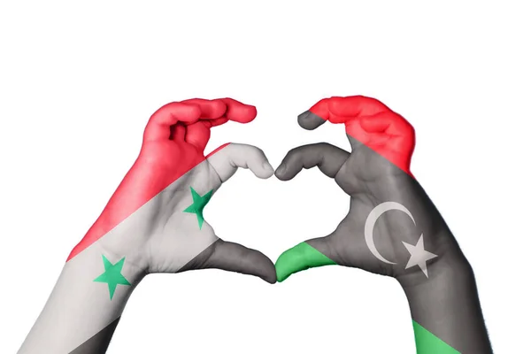 Syrië Libië Hart Handgebaar Maken Hart Knippad — Stockfoto
