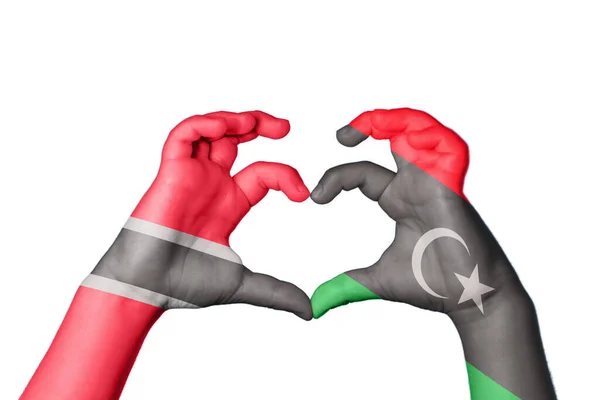 Trinidad Tobago Libya Heart Hand Gesture Making Heart Clipping Path — Stock Photo, Image