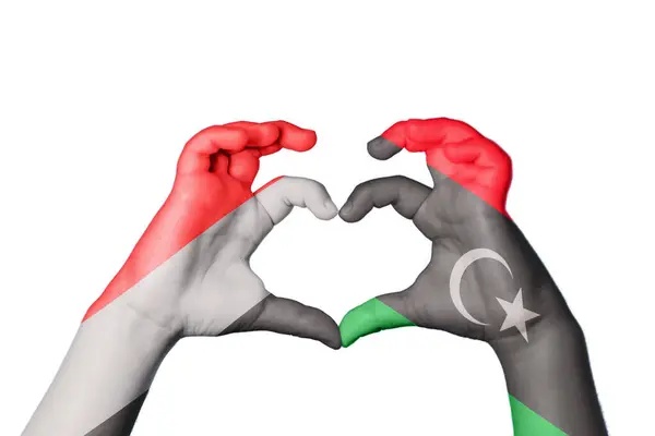 Yemen Libia Corazón Hacer Gestos Corazón Recortar Camino —  Fotos de Stock