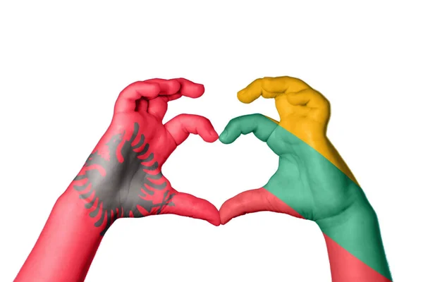 Albanien Litauen Herz Handbewegung Die Herz Macht Clipping Path — Stockfoto