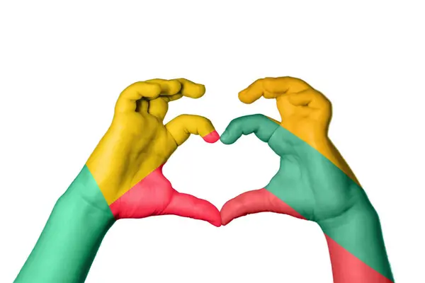 Benin Litvánia Szív Kézmozdulatok Készítése Szív Vágási Útvonal — Stock Fotó