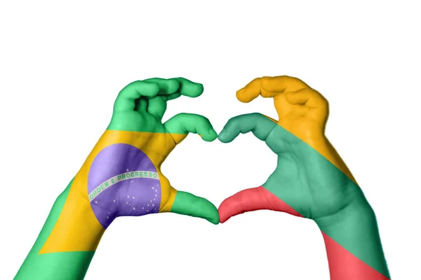 Brazylia Litwa Serce Gest Ręczny Serca Ścieżka Klipu — Zdjęcie stockowe