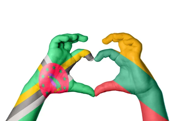 Dominica Litvánia Szív Kézmozdulatok Készítése Szív Vágási Útvonal — Stock Fotó
