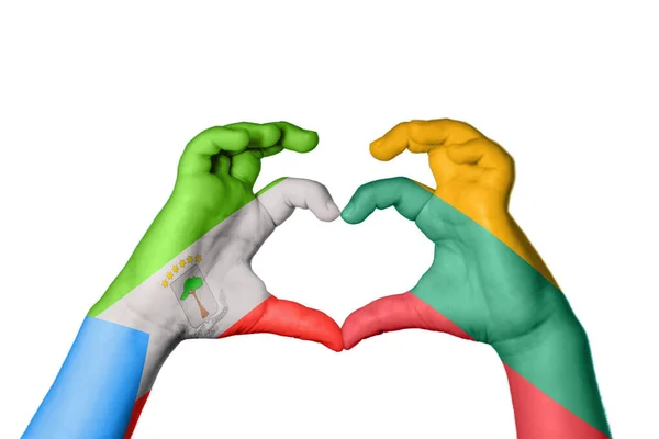 Ισημερινή Γουινέα Λιθουανία Καρδιά Χειρονομία Χέρι Καθιστώντας Την Καρδιά Ψαλιδίζοντας — Φωτογραφία Αρχείου