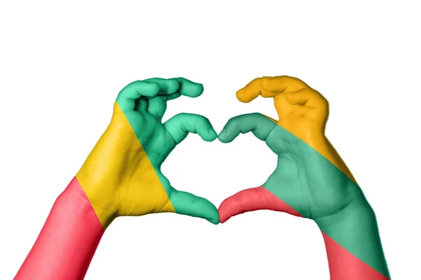 Γουινέα Λιθουανία Καρδιά Χειρονομία Χέρι Καθιστώντας Την Καρδιά Ψαλίδισμα Διαδρομή — Φωτογραφία Αρχείου