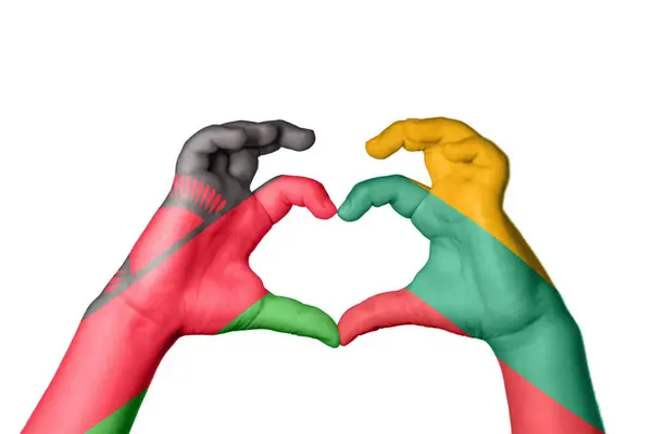 Malawi Litouwen Hart Handgebaar Maken Hart Knippad — Stockfoto
