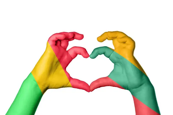 Mali Λιθουανία Καρδιά Χειρονομία Χέρι Καθιστώντας Την Καρδιά Ψαλίδισμα Μονοπάτι — Φωτογραφία Αρχείου