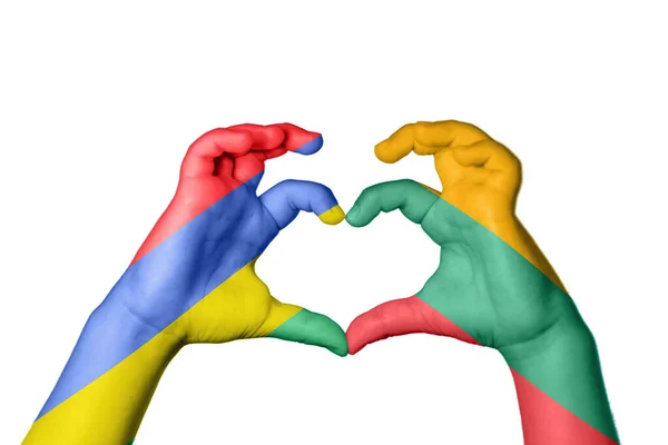 Mauritius Litauen Herz Handbewegung Die Herz Macht Clipping Path — Stockfoto