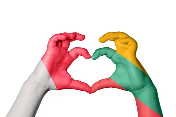 Malta Lithuania Heart Hand Gesture Making Heart Clipping Path — Stock Photo, Image