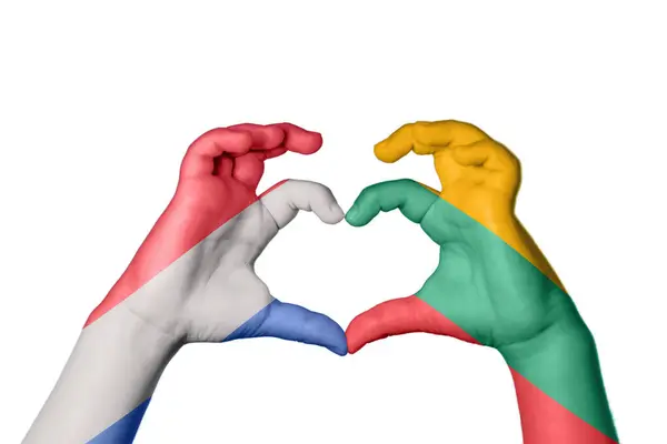 Niederlande Litauen Herz Handbewegung Die Herz Macht Clipping Path — Stockfoto