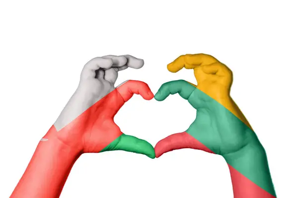 Omán Litvánia Szív Kézmozdulatok Készítése Szív Vágási Útvonal — Stock Fotó