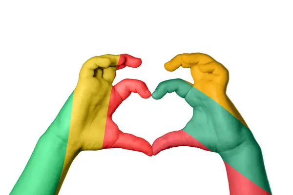 刚果共和国Lithuania Heart Hand Gesture Making Heart Clipping Path — 图库照片