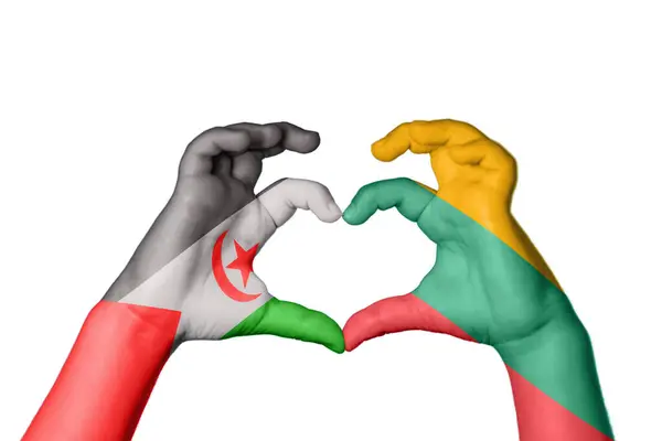 Saharská Arabská Demokratická Republika Litva Srdce Gesto Rukou Srdce Obrácená — Stock fotografie