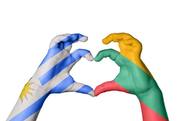 Uruguay Litauen Herz Handbewegung Die Herz Macht Clipping Path — Stockfoto