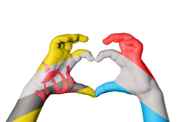 stock image Brunei Luxembourg Heart, Hand gesture making heart, Clipping Path