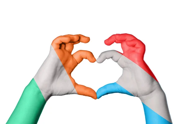 Irland Luxemburg Herz Handbewegung Die Herz Macht Clipping Path — Stockfoto