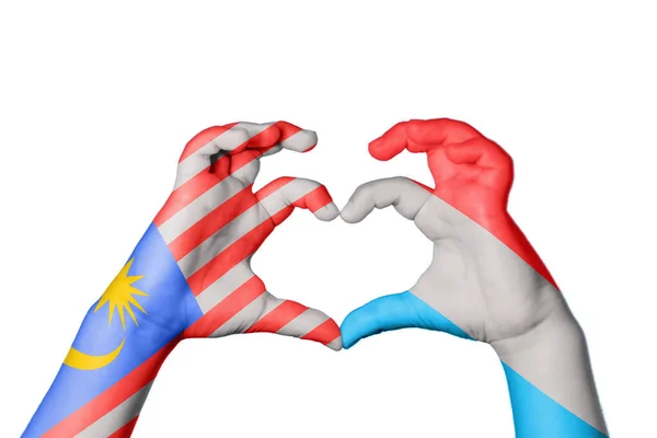 Малайзия Люксембург Сердце Жест Руки Делает Сердце Клиппинг Путь — стоковое фото