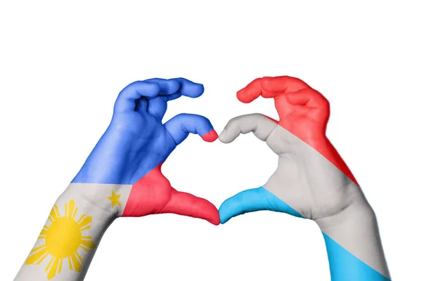 Φιλιππίνες Luxembourg Heart Χέρι Χειρονομία Κάνοντας Καρδιά Ψαλίδισμα Διαδρομή — Φωτογραφία Αρχείου