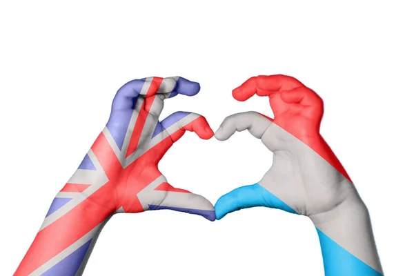 Reino Unido Luxemburgo Coração Gesto Mão Fazendo Coração Clipping Path — Fotografia de Stock