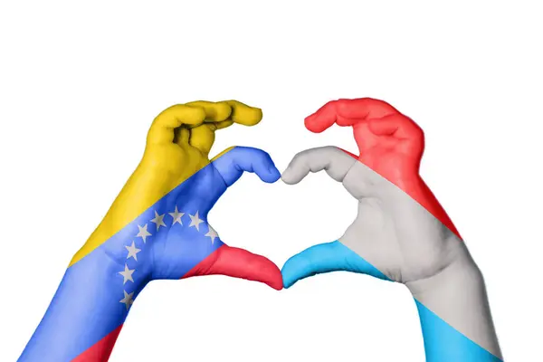 Venezuela Luxemburgo Corazón Hacer Gestos Corazón Recortar Camino — Foto de Stock