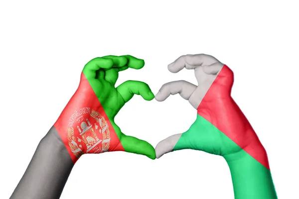 Afghanistan Madagaskar Hart Handgebaar Maken Hart Knippad — Stockfoto