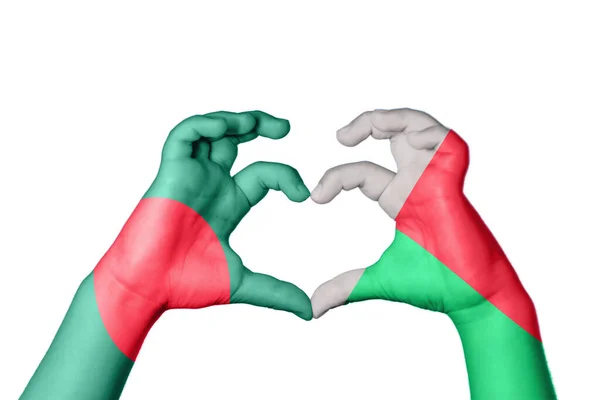 Bangladesh Madagascar Heart Hand Gesture Making Heart Clipping Path — Stock Photo, Image