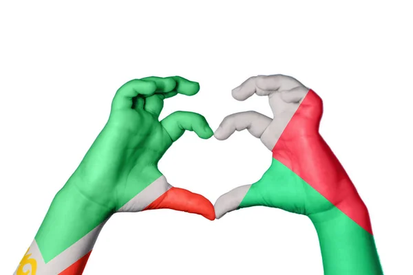 Čečensko Madagaskar Srdce Ruční Gesto Srdce Střih Stezka — Stock fotografie
