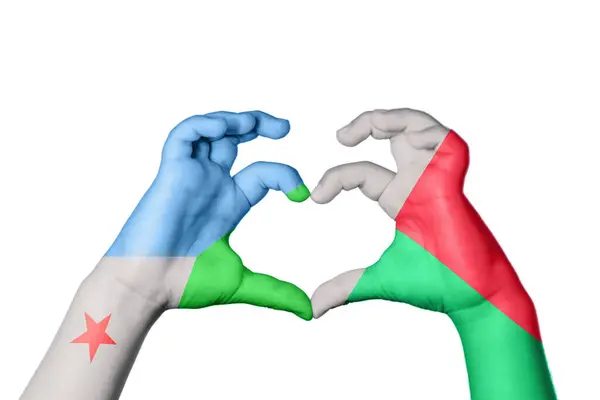 Djibouti Madagascar Heart Hand Gesture Making Heart Clipping Path — Stock Photo, Image
