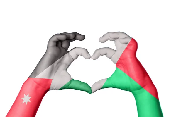 Jordan Madagascar Heart Hand Gesture Making Heart Clipping Path — Stock Photo, Image