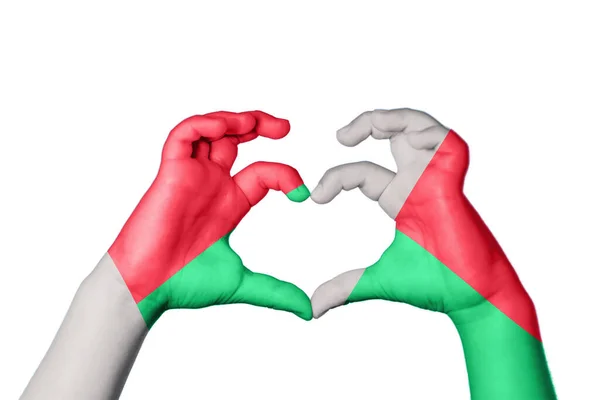 Madagascar Madagascar Heart Hand Gesture Making Heart Clipping Path — Stock Photo, Image