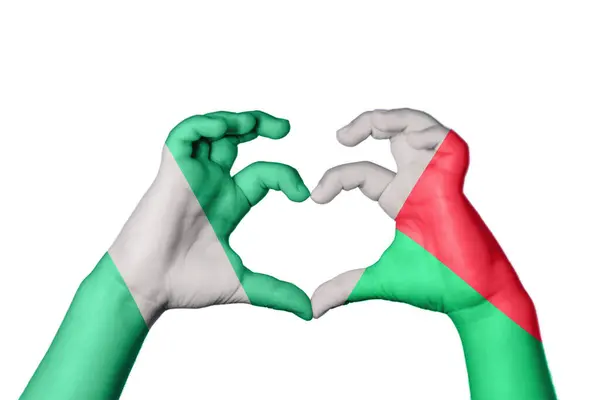 Nigeria Madagaskar Herz Handbewegung Die Herz Macht Clipping Path — Stockfoto