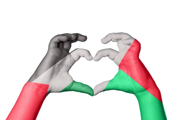 Палестина Мадагаскар Серце Жест Рук Робить Серце Відсічний Контур — стокове фото