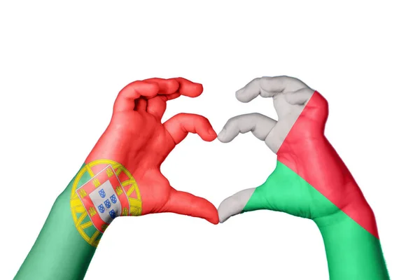 Portugal Madagaskar Herz Handbewegung Die Herz Macht Clipping Path — Stockfoto