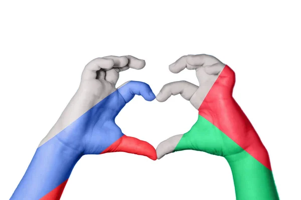 Russie Madagascar Coeur Geste Main Faisant Coeur Sentier Coupure — Photo