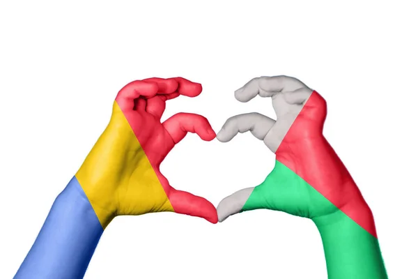 Románia Madagaszkár Szív Kézmozdulatok Készítése Szív Vágóút — Stock Fotó