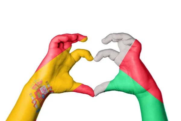 Spanyolország Madagaszkár Szív Kézmozdulatok Készítése Szív Vágási Útvonal — Stock Fotó