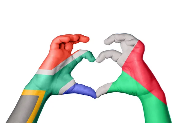 Dél Afrika Madagaszkár Szív Kézmozdulatok Készítése Szív Vágási Útvonal — Stock Fotó