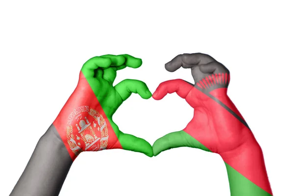 Afghanistan Malawi Herz Handbewegung Die Herz Macht Clipping Path — Stockfoto