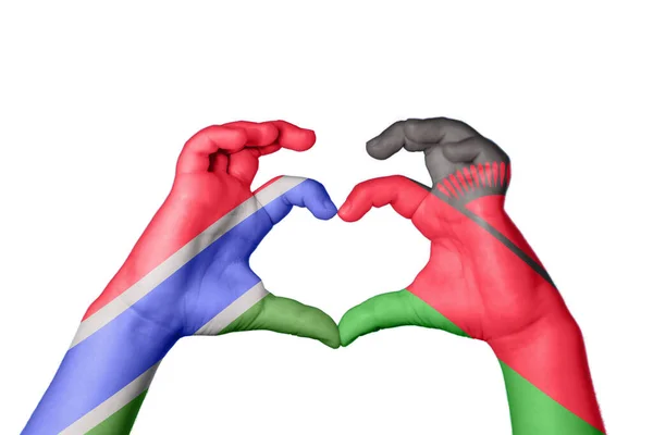 Гамбия Малави Сердце Жест Руки Делает Сердце Клиппинг Путь — стоковое фото