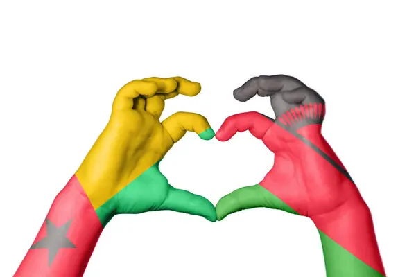 Γουινέα Μπισάου Μαλάουι Καρδιά Χειρονομία Χέρι Καθιστώντας Την Καρδιά Ψαλίδισμα — Φωτογραφία Αρχείου
