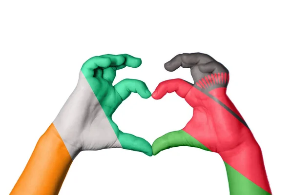 Elfenbeinküste Malawi Herz Handbewegung Die Herz Macht Clipping Path — Stockfoto