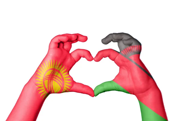 Kirgizië Malawi Hart Hand Gebaar Maken Hart Knippen Pad — Stockfoto