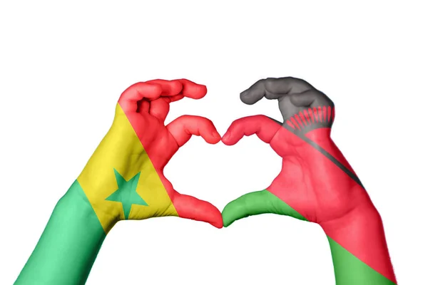 Senegal Malawi Hart Handgebaar Maken Hart Knippad — Stockfoto