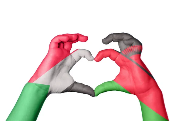 Sudan Malawi Herz Handbewegung Die Herz Macht Clipping Path — Stockfoto
