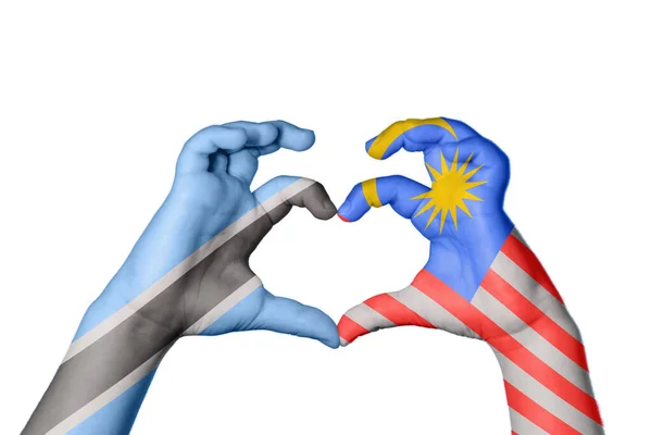 Botswana Malaysia Heart Hand Gesture Making Heart Clipping Path — Stock Photo, Image