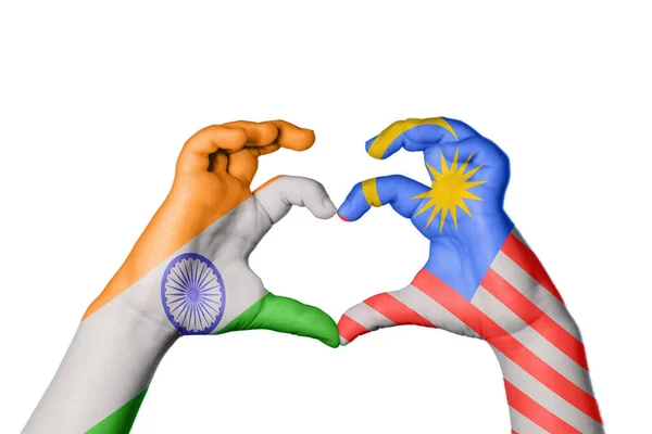 Indien Malaysia Hjärta Hand Gest Att Göra Hjärta Klippning Path — Stockfoto