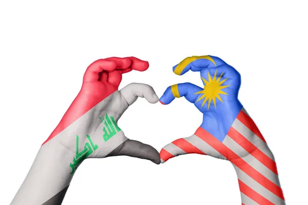 伊拉克马来西亚心 手手势造心 收割之路 — 图库照片