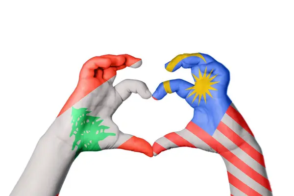 Libanon Malaysia Herz Handgeste Die Herz Macht Clipping Path — Stockfoto